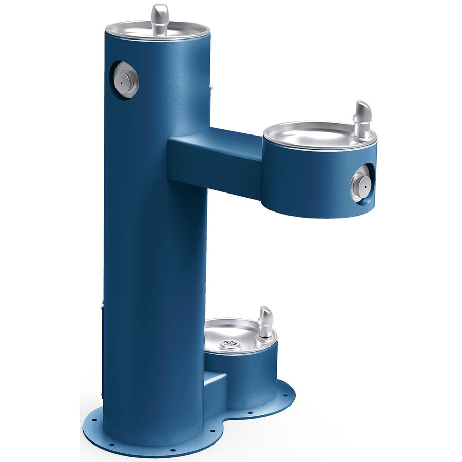 Elkay Commercial LK4420DBFRKBLU Elkay Outdoor Fountain Bi-Level Pedestal with Pet Station, Non-Filtered Non-Refrigerated, Freeze Resistant, Blue