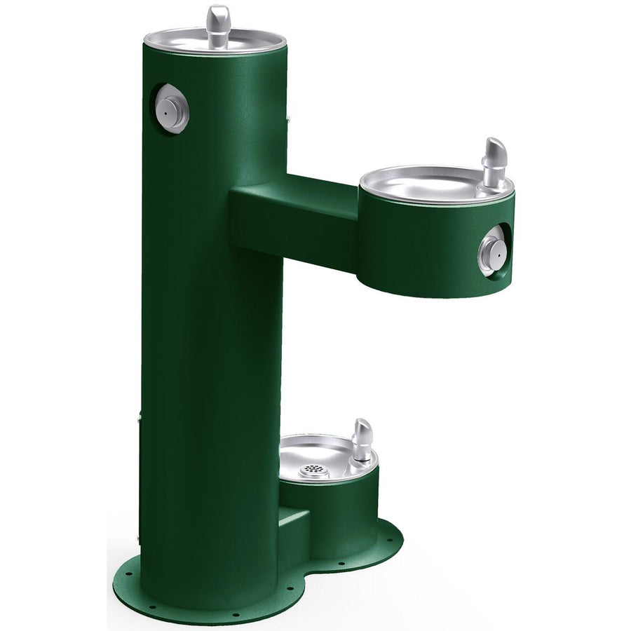 Elkay Commercial LK4420DBFRKEVG Elkay Outdoor Fountain Bi-Level Pedestal with Pet Station, Non-Filtered, Non-Refrigerated, Freeze Resistant, Evergreen