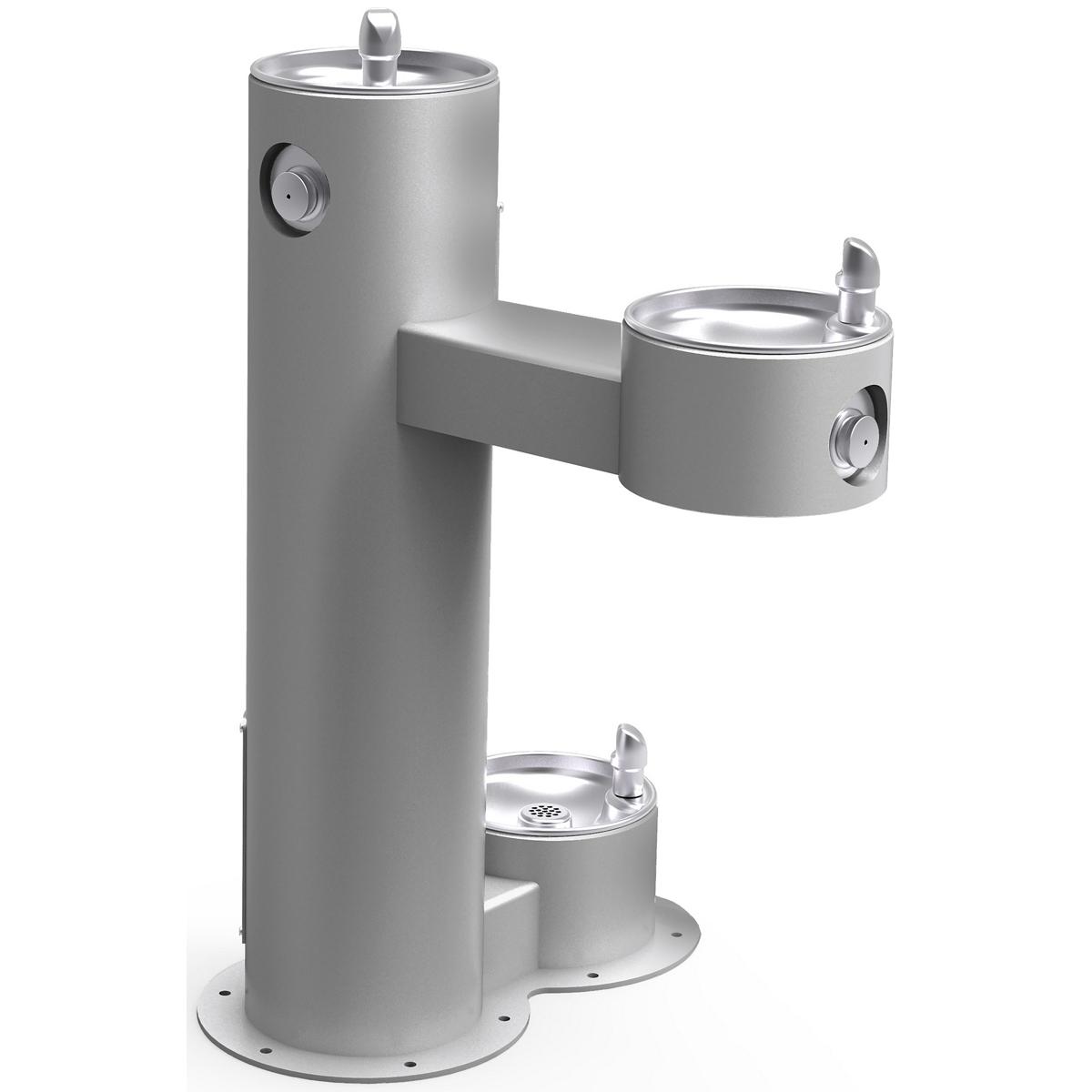 Elkay Commercial LK4420DBFRKGRY Elkay Outdoor Fountain Bi-Level Pedestal with Pet Station, Non-Filtered, Non-Refrigerated, Freeze Resistant, Gray