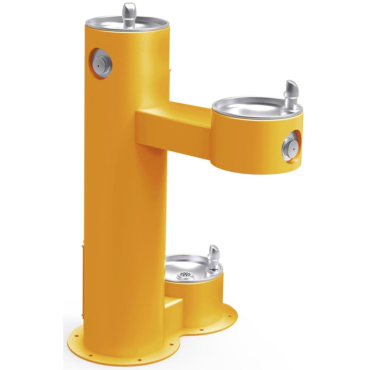 Elkay LK4420DBFRKYLW Elkay Outdoor Fountain Bi-Level Pedestal with Pet Station, Non-Filtered Non-Refrigerated, Freeze Resistant, Yellow