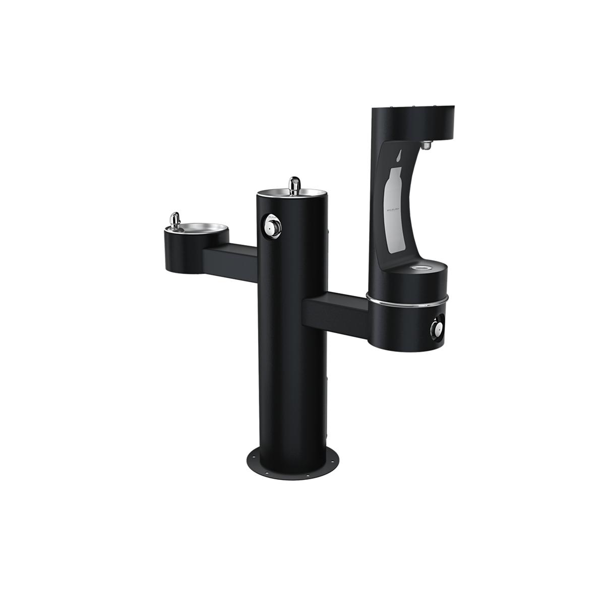 Elkay Commercial LK4430BF1LFRKBLK Elkay Outdoor ezH2O Tri-Level Bottle Filling Station, Non-Filtered, Non-Refrigerated, FR Black