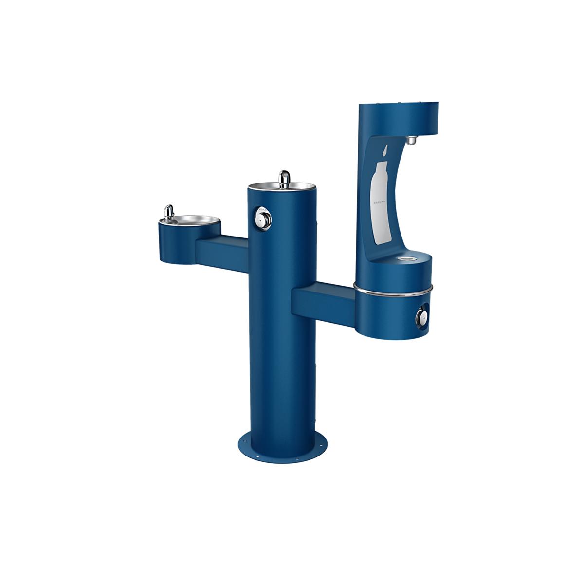 Elkay Commercial LK4430BF1LFRKBLU Elkay Outdoor ezH2O Tri-Level Bottle Filling Station, Non-Filtered, Non-Refrigerated, Blue