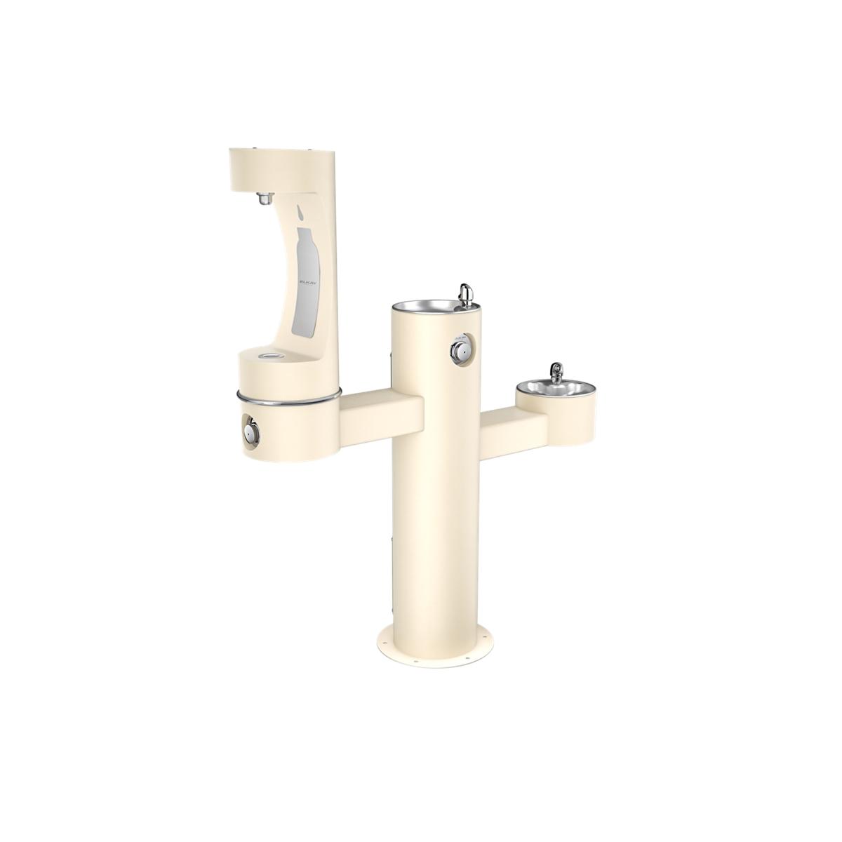 Elkay Commercial LK4430BF1MFRKBGE Elkay Outdoor ezH2O Middle Bottle Filling Station - Tri-Level Pedestal, Non-Filtered, Non-Refrigerated, Beige