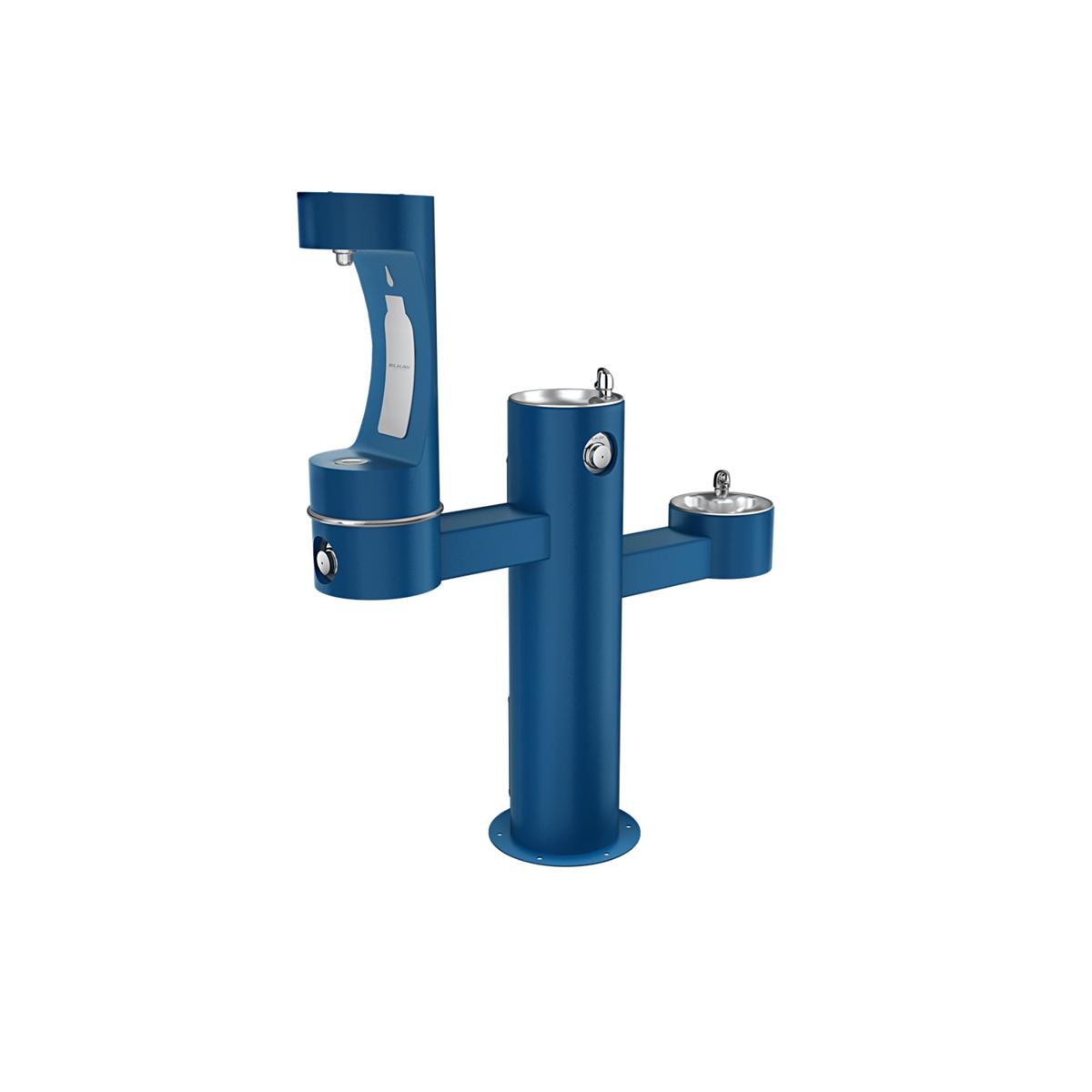 Elkay LK4430BF1MFRKBLU Elkay Outdoor ezH2O Middle Bottle Filling Station, Tri-Level Pedestal, Non-Filtered, Non-Refrigerated, Blue