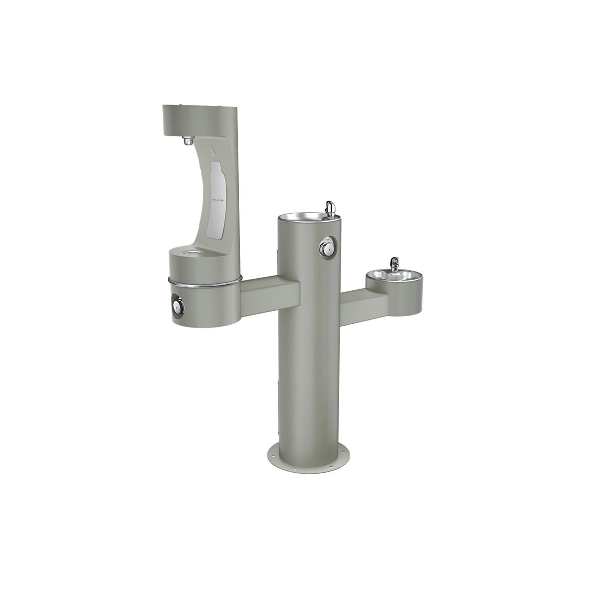 Elkay Commercial LK4430BF1MFRKGRY Elkay Outdoor ezH2O Middle Bottle Filling Station Tri-Level Pedestal, Non-Filtered Non-Refrigerated Gray