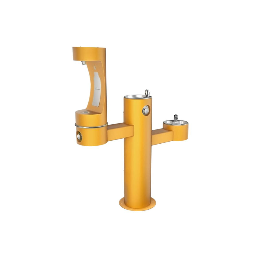 Elkay Commercial LK4430BF1MFRKYLW Elkay Outdoor ezH2O Middle Bottle Filling Station, Tri-Level Pedestal, Non-Filtered, Non-Refrigerated, FR Yellow