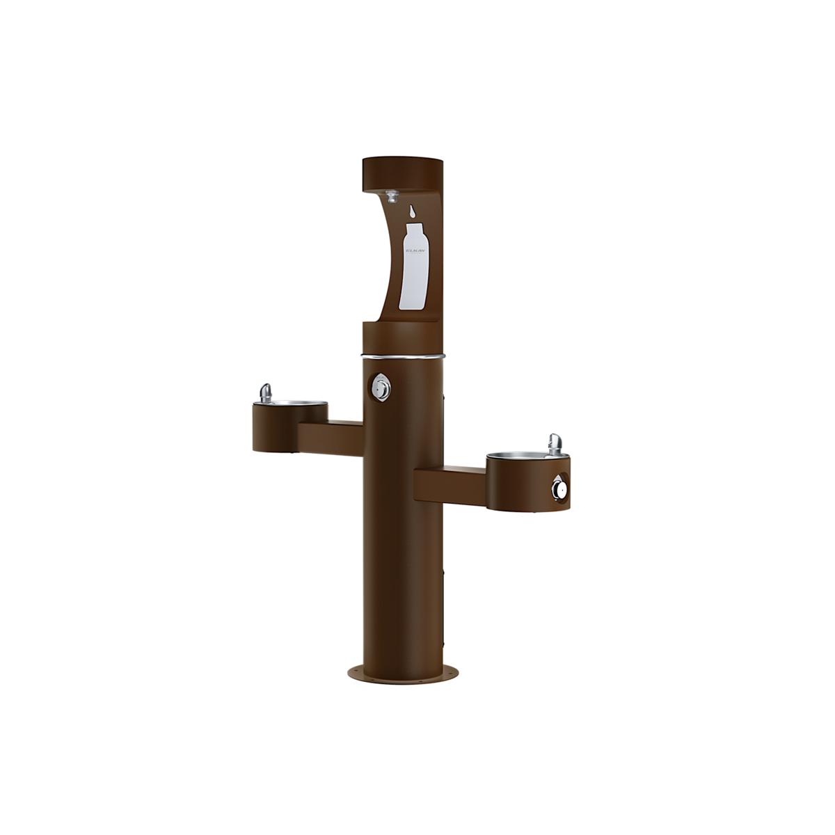 Elkay LK4430BF1UFRKBRN Elkay Outdoor ezH2O Tri-Level Pedestal Bottle Filling Station, Non-Filtered, Non-Refrigerated, FR Brown