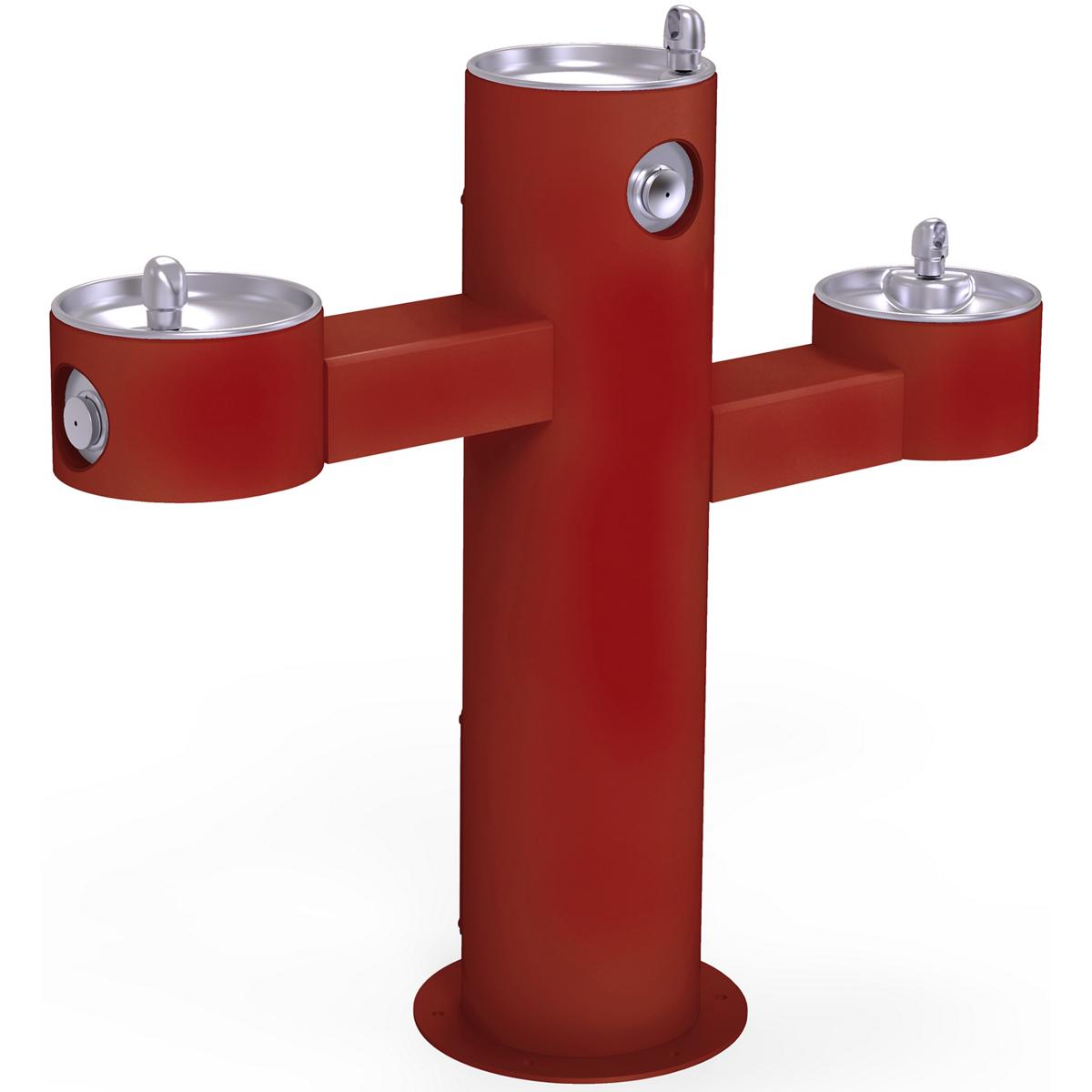 Elkay LK4430FRKRED Elkay Outdoor Fountain Tri-Level Pedestal Non-Filtered Non-Refrigerated Red