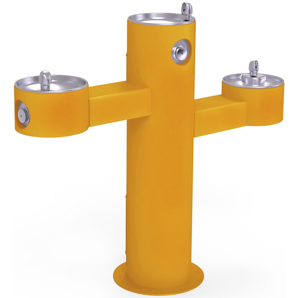Elkay Commercial LK4430FRKYLW Elkay Outdoor Fountain Tri-Level Pedestal Non-Filtered, Non-Refrigerated Yellow