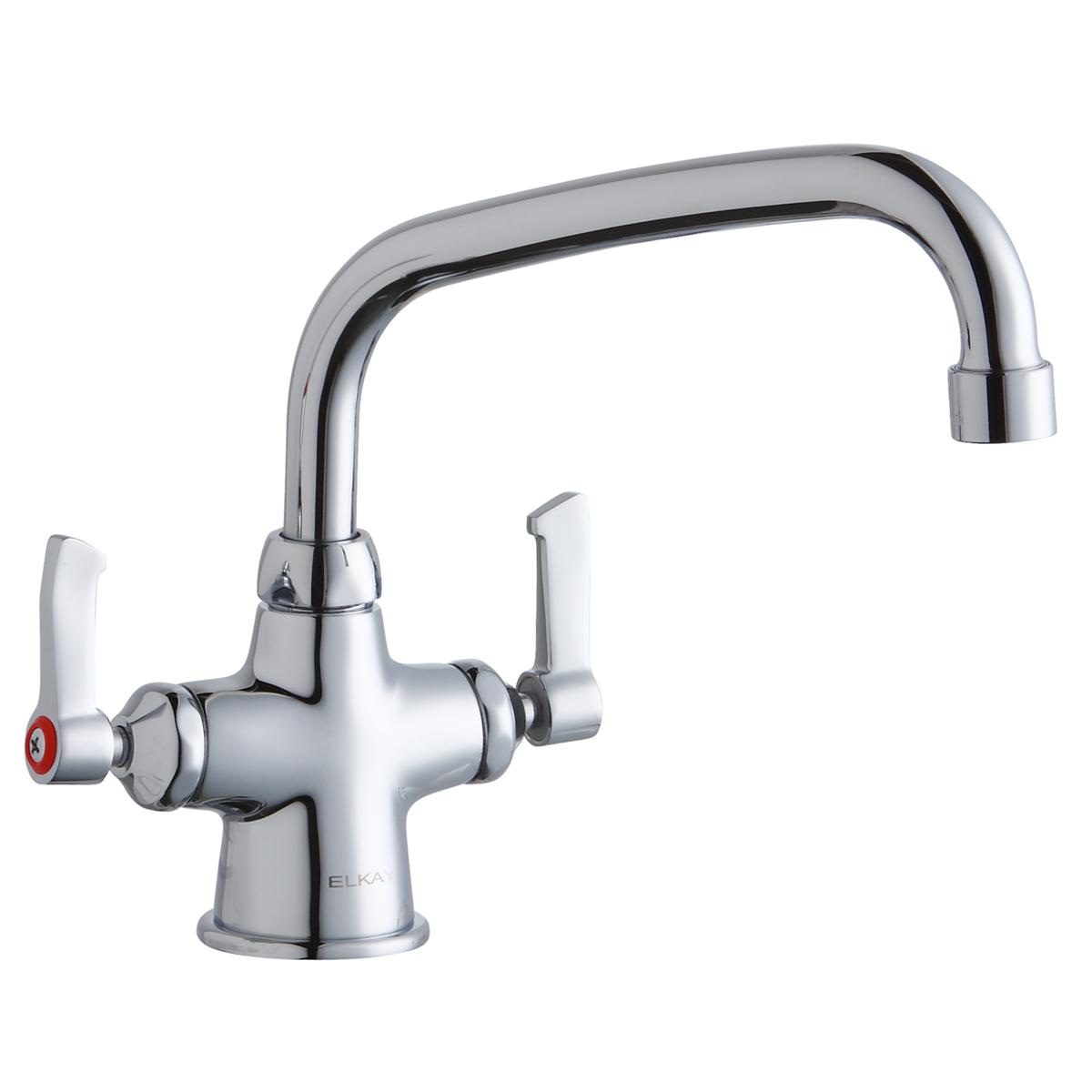 Elkay Commercial LK500AT08L2 Elkay Single Hole Faucet with Concealed Deck and 8" Arc Tube Spout, 2" Lever Handles, Chrome