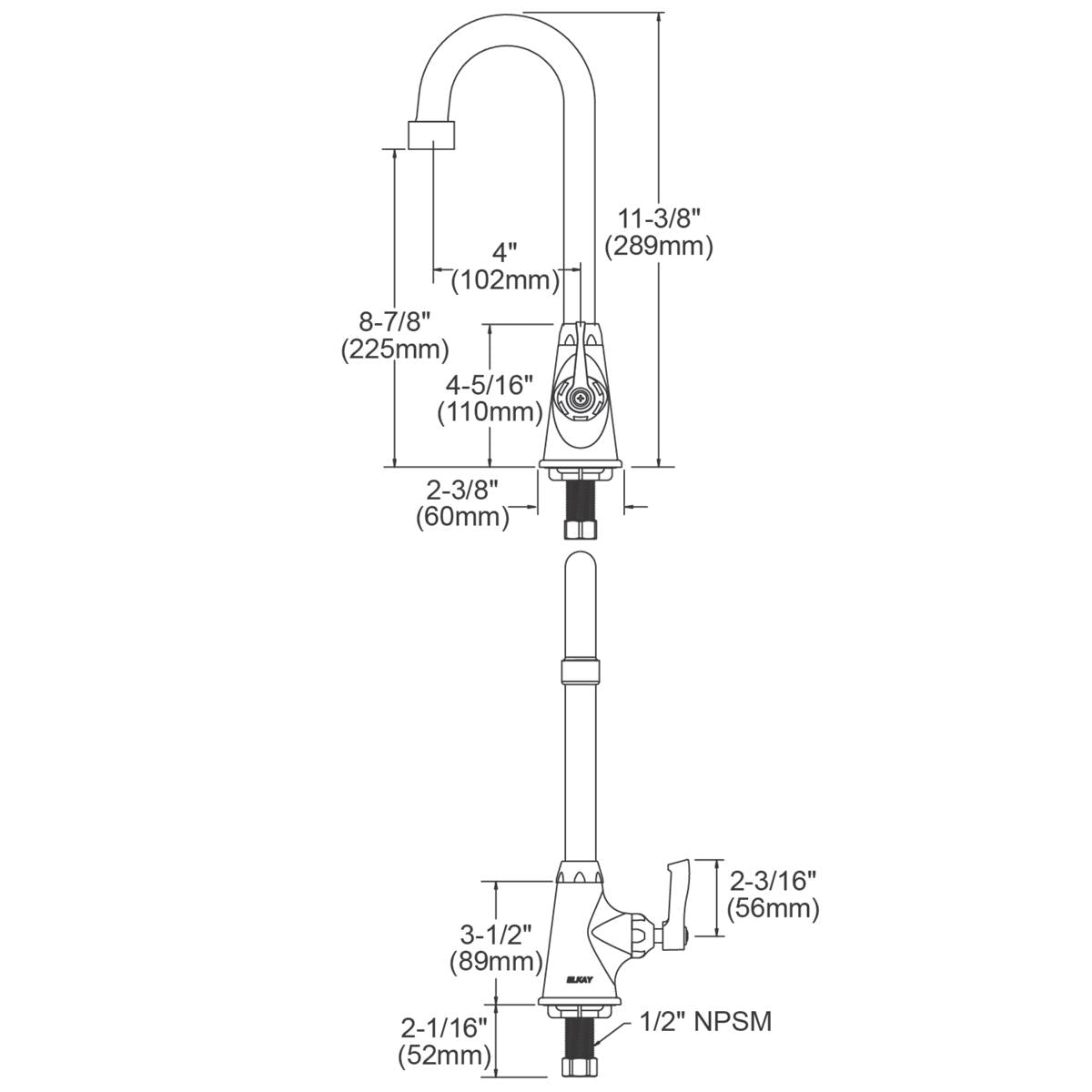 Elkay Commercial LK535GN04L2 Elkay Single Hole Faucet with Gooseneck Spout and Lever Handle - Chrome