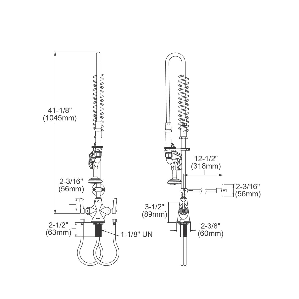 Elkay Commercial LK543LC Elkay Single Hole Concealed Deck Mount Faucet with 44in Flexible Hose and 1.2 GPM Spray Head