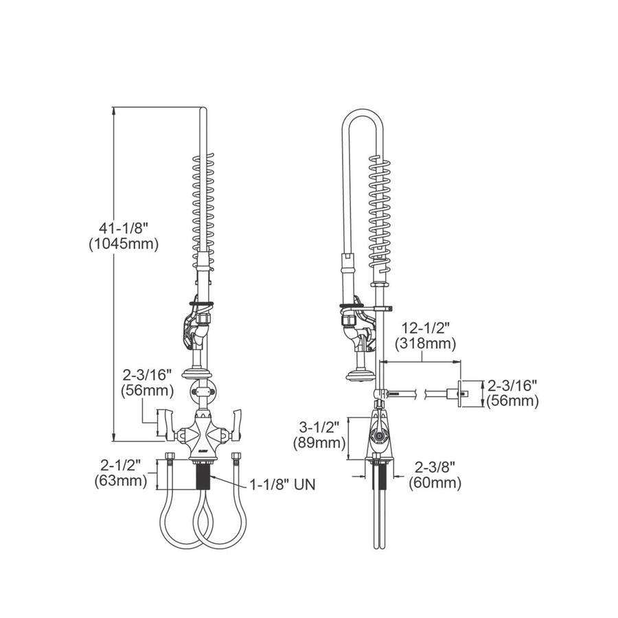 Elkay Commercial LK543LC Elkay Single Hole Concealed Deck Mount Faucet with 44in Flexible Hose and 1.2 GPM Spray Head