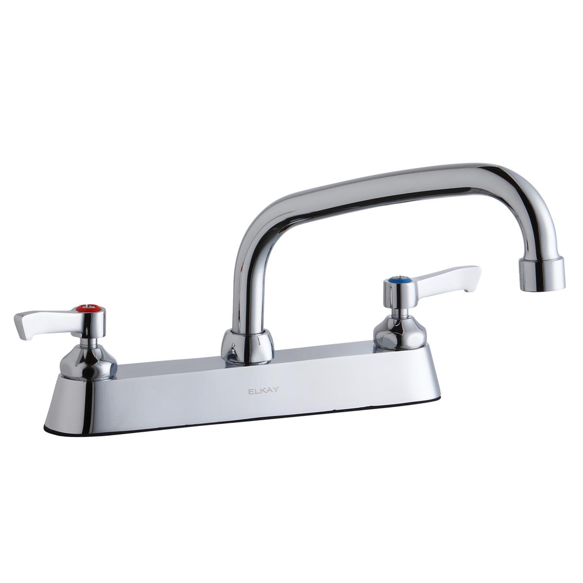 Elkay Commercial LK810AT08L2 Elkay 8" Centerset Faucet with 8" Arc Spout and 2" Lever Handles, Chrome