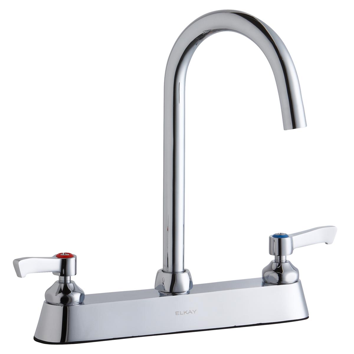 Elkay Commercial LK810LGN05L2 Elkay 8" Centerset Laminar Flow Faucet with 5" Gooseneck Spout and 2" Lever Handles - Chrome