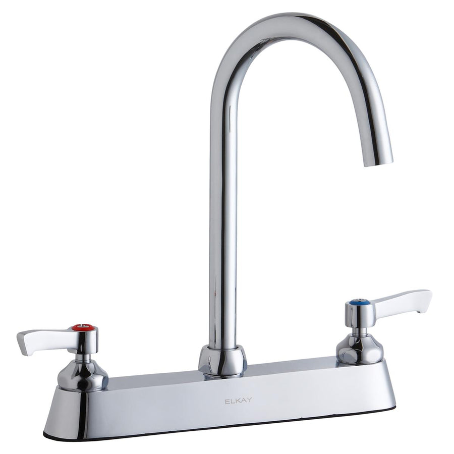 Elkay Commercial LK810LGN05L2 Elkay 8" Centerset Laminar Flow Faucet with 5" Gooseneck Spout and 2" Lever Handles - Chrome