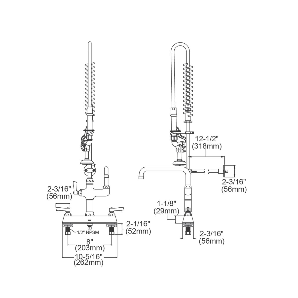 Elkay LK843AF08C Elkay 8in Centerset Exposed Deck Mount Faucet with 44in Flexible Hose and 1.6 GPM Spray Head