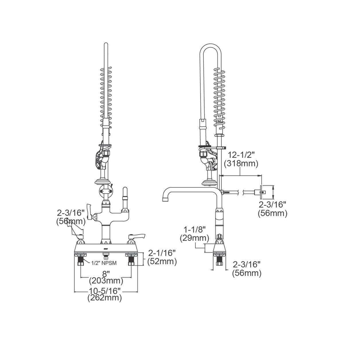Elkay LK843AF12LC Elkay 8in Centerset Exposed Deck Mount Faucet with 44in Flexible Hose and 1.2 GPM Spray Head