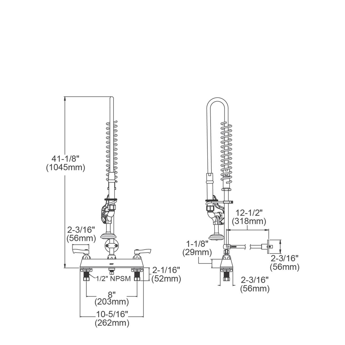 Elkay LK843LC Elkay 8in Centerset Exposed Deck Mount Faucet with 44in Flexible Hose and 1.2 GPM Spray Head