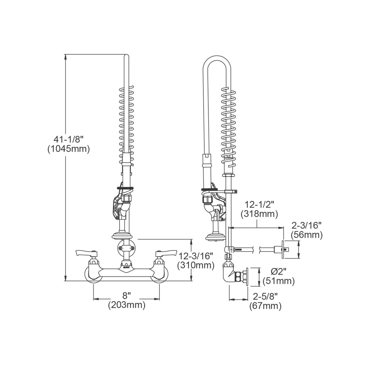 Elkay LK943LC Elkay 8" Centerset Wall Mount Faucet with 44in Flexible Hose and 1.2 GPM Spray Head