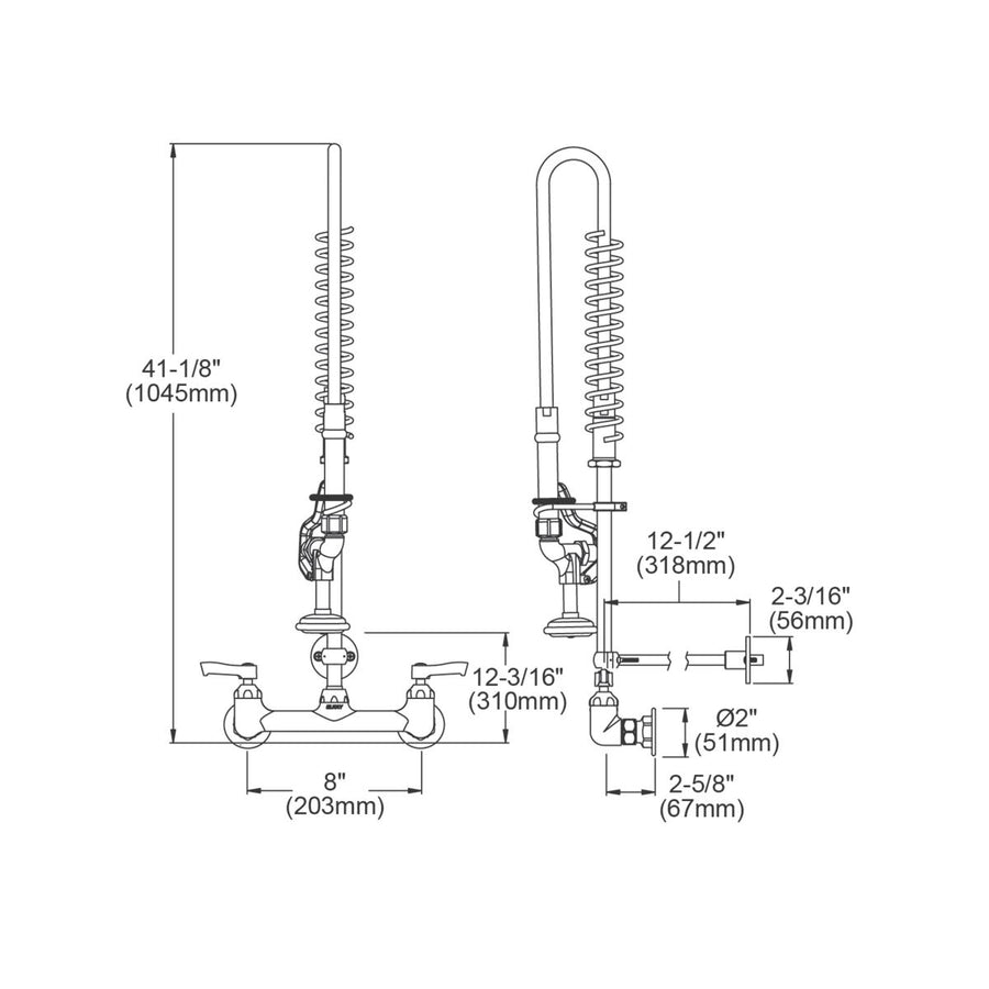Elkay LK943LC Elkay 8" Centerset Wall Mount Faucet with 44in Flexible Hose and 1.2 GPM Spray Head