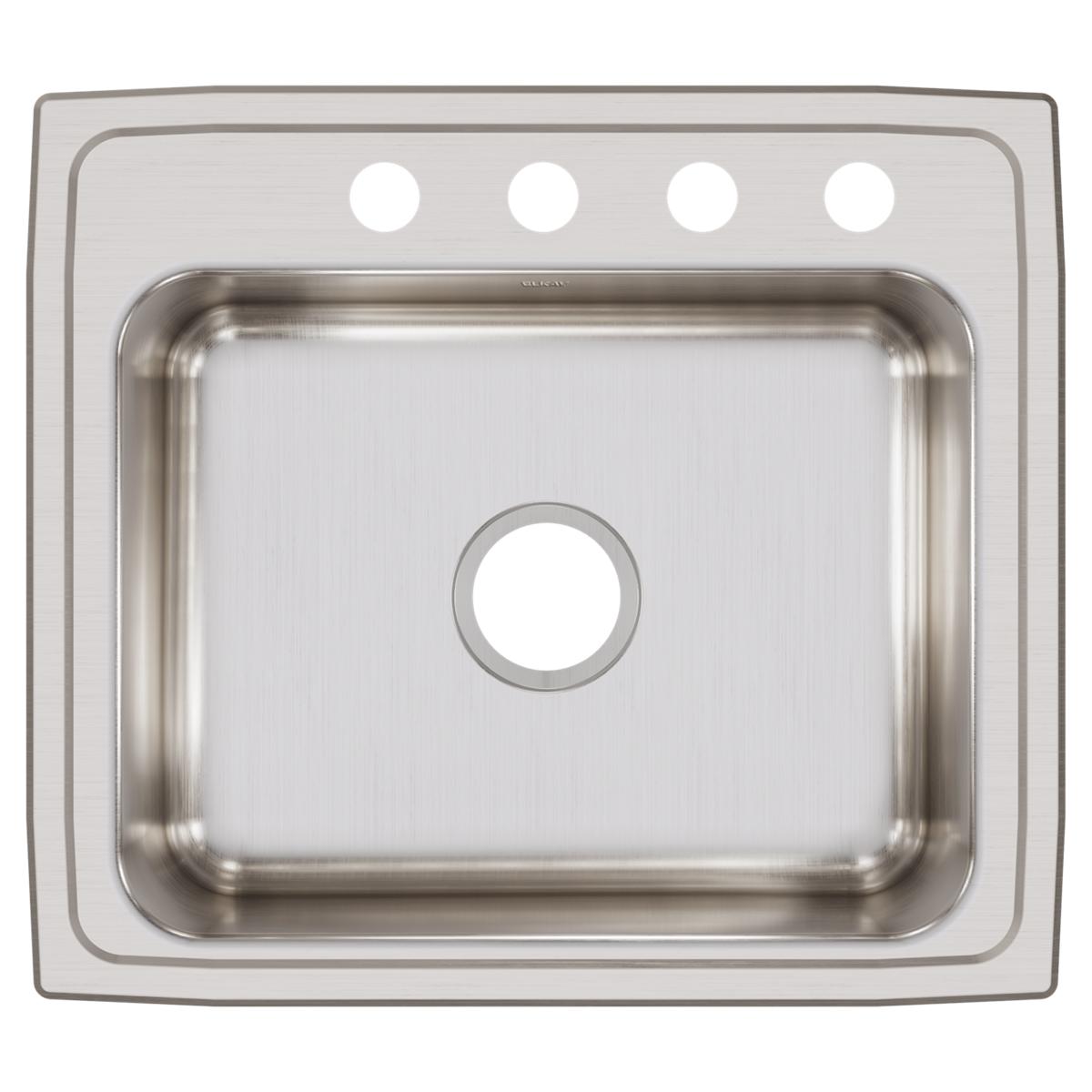 Elkay Residential LRQ22194 Elkay Lustertone Classic Stainless Steel 22" x 19-1/2" x 7-5/8", 4-Hole Single Bowl Drop-in Sink with Quick-clip