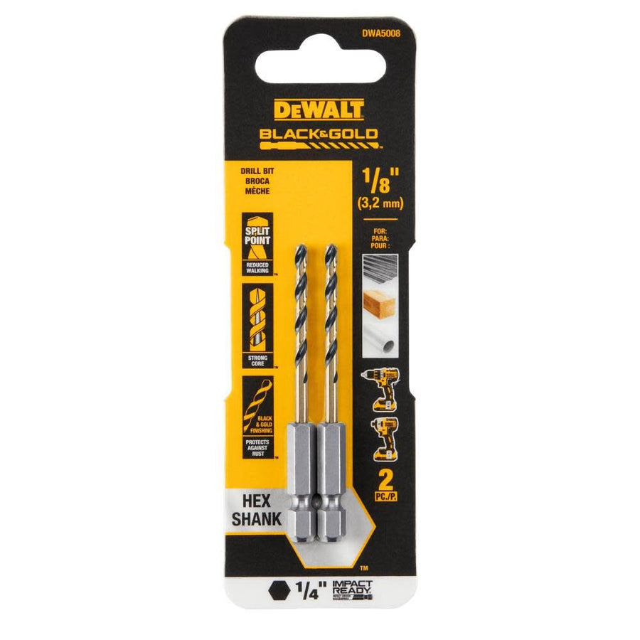 2PC 1/8" BLK/GLD Bit, 5/Pack