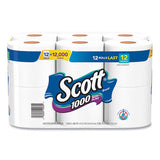 Scott 10060 Toilet Paper, Septic Safe, 1-Ply, White, 1,000 Sheets/Roll, 12 Rolls/Pack, 4 Pack/Carton