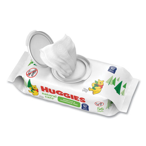 Huggies 31803 Natural Care Sensitive Baby Wipes, 1-Ply, 3.88 x 6.6, Unscented, White, 56/Pack, 8 Packs/Carton