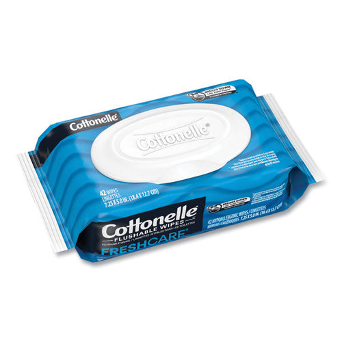 Cottonelle 44932 Fresh Care Flushable Cleansing Cloths, 1-Ply, 3.75 x 5.5, White, 42/Pack
