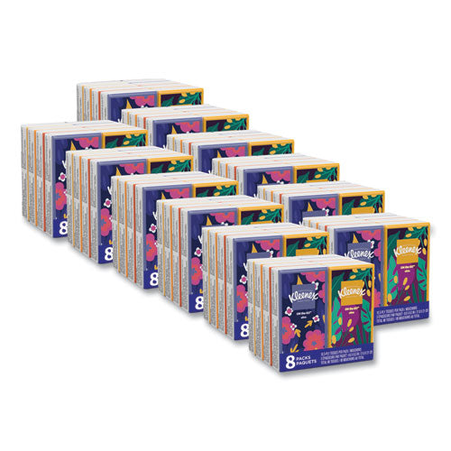 Kleenex 46651 On The Go Packs Facial Tissues, 3-Ply, White, 10 Sheets/pouch, 8 Pouches/pack, 12 Packs/carton