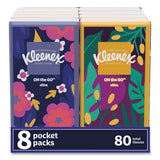 Kleenex 46651 On The Go Packs Facial Tissues, 3-Ply, White, 10 Sheets/pouch, 8 Pouches/pack