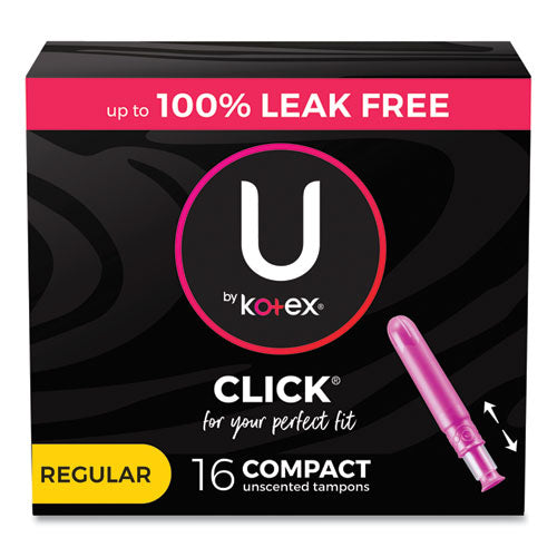 Kotex 53445 U By Kotex Click Compact Tampons, Regular, 16/pack, 8 Packs/carton