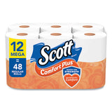 Scott 54245 ComfortPlus Toilet Paper, Mega Roll, Septic Safe, 1-Ply, White, 425 Sheets/Roll, 12 Rolls/Pack
