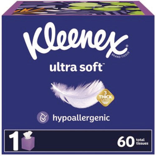 Kleenex 54278 Ultra Soft Facial Tissue, 3-Ply, White, 60 Sheets/Box, 18 Boxes/Carton