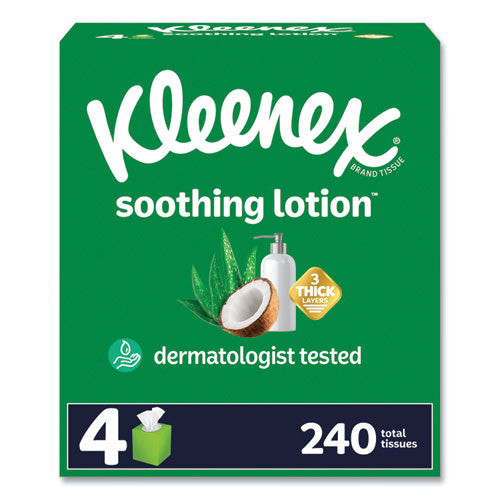 Kleenex 54289 Lotion Facial Tissue, 3-Ply, White, 60 Sheets/Box, 4 Boxes/Pack, 8 Packs/Carton