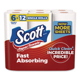 Scott 56668 Choose-a-Size Mega Kitchen Roll Paper Towels, 1-Ply, 108/Roll, 6 Rolls/Pack, 4 Packs/Carton