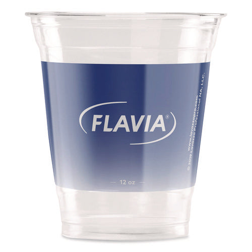 Flavia 25200058 Cold Cups 12 oz, Blue Band Flavia Logo, Clear/Blue, 900/Carton