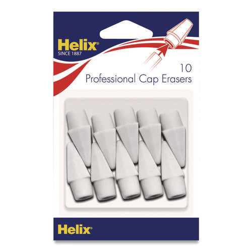 Maped Helix 37360 Professional Hi-Polymer Oversized Pencil Cap Erasers, For Pencil Marks, White, 10/Pack