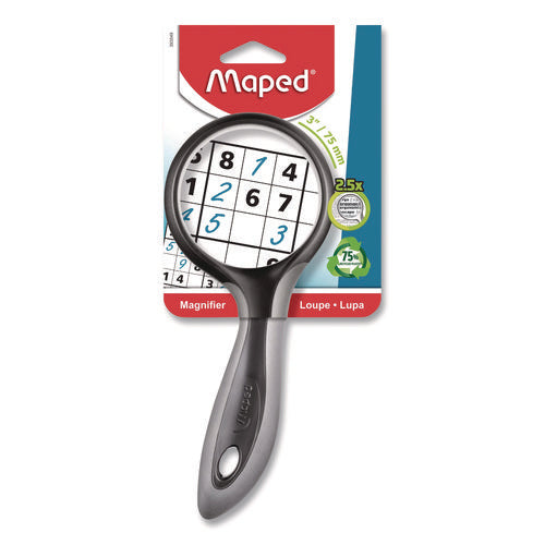 Maped Helix 393549 2.5X Soft Touch Large Magnifying Glass, Plastic Lens, 3" dia, Randomly Assorted Color