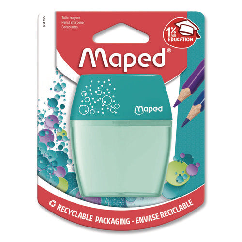 Maped Helix 634755 Shaker Two-Hole Canister Pencil Sharpener, 3.74 x 1.02 x 4.92, Randomly Assorted Color