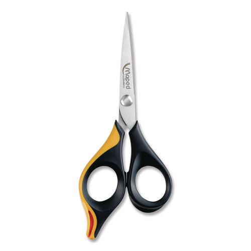 Maped Helix 690210 Ultimate Precision Soft Grip Multipurpose Scissors, 5.75" Long, 3" Cut Length, Straight Black/Orange Handle