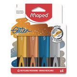 Maped Helix 742000 Fluo Peps Metallic Glitter Highlighter, Assorted Ink, Chisel Tip, Assorted Barrel, 4/Pack