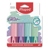 Maped Helix 742046 Fluo Peps Pastel Glitter Highlighter, Assorted Ink, Chisel Tip, Assorted Barrel, 4/Pack