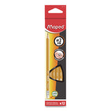 Maped Helix 851779ZT Essentials Triangular Pre-Sharpened Pencils, HB (#2), Black Lead, Yellow Barrel, 12/Box