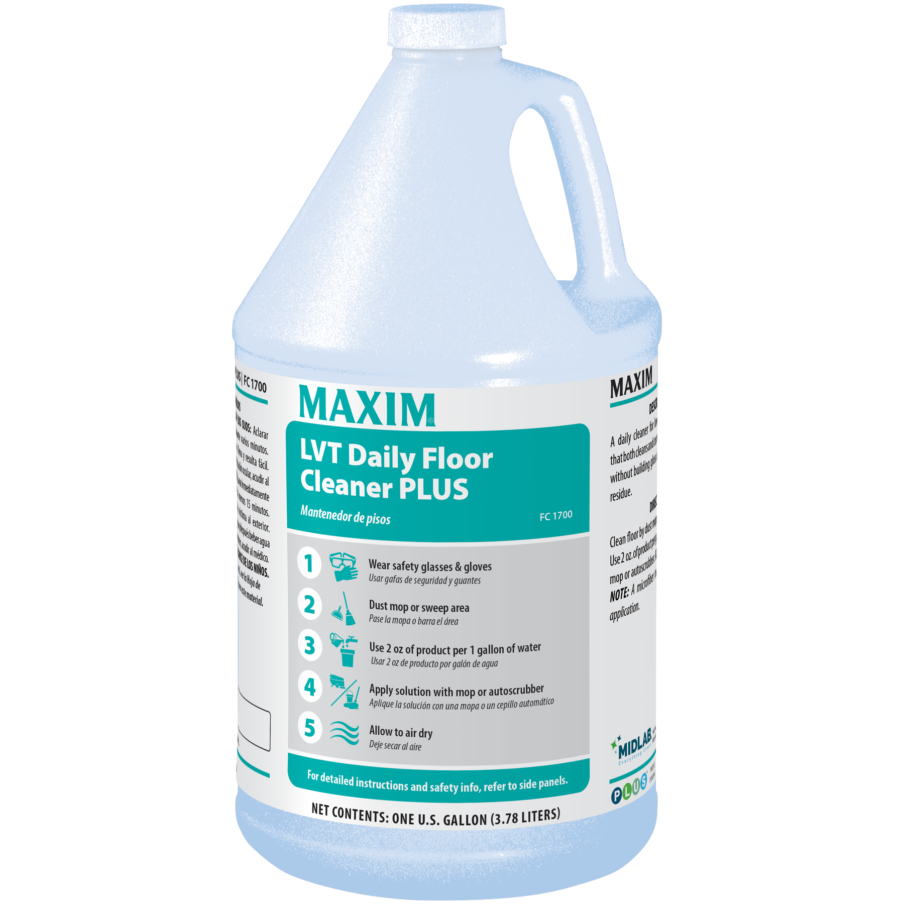 Midlab Inc. 170000-41 Maxim LVT Daily Floor Cleaner Plus 1 Gallon 4/CS