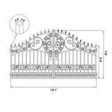 14x8 ft Steel Dual Swing Driveway Gate-European Style