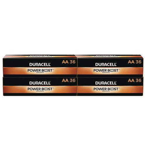 Duracell MN15P36CT Power Boost CopperTop Alkaline AA Batteries, 36/Pack, 4 Packs/Carton