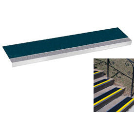 Grit Surface Aluminum Stair Tread 7-1/2"D 54"W Glued Down Graygreen