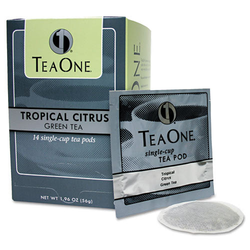 Tea One 39820706141 Tea Pods, Tropical Citrus Green, 14/box